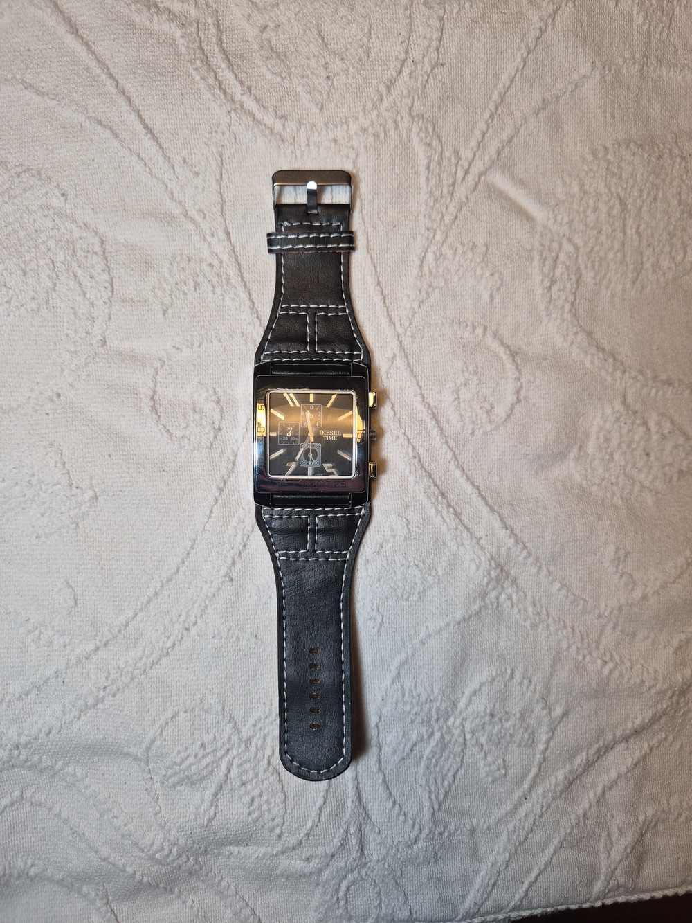 Large Mens Diesel Time Watch Black Band Utility Streetwear Industrial Indie Over